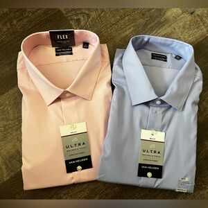 Van Heusen Big and Tall Ultra Flex Wrinkle Free Shirts Set of 2-Size 20 (36/37)